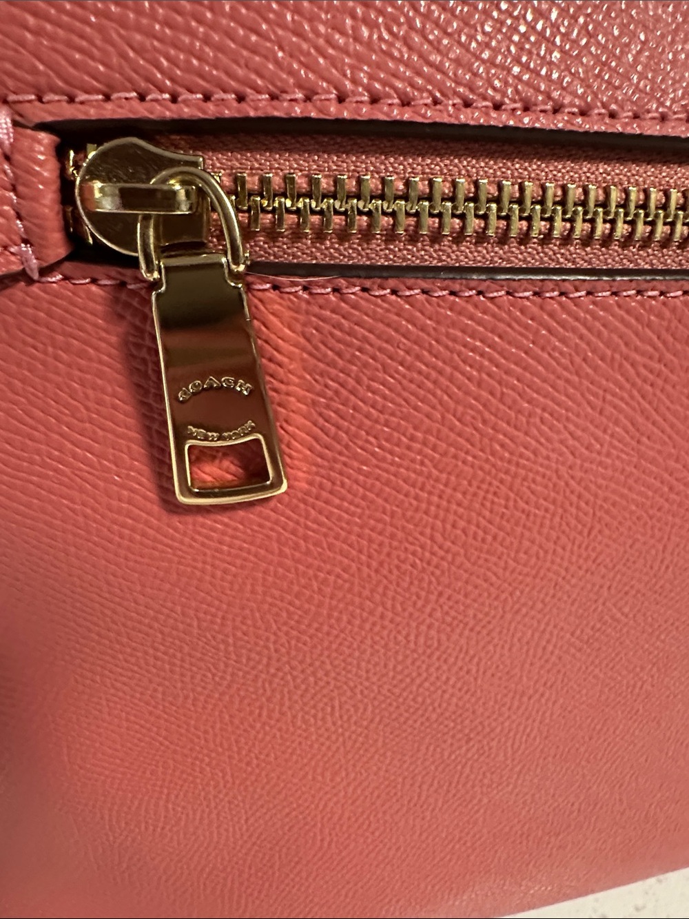 Coach Coral Pink Saffiano Leather Tote with Front Zip - Picture 3 of 11